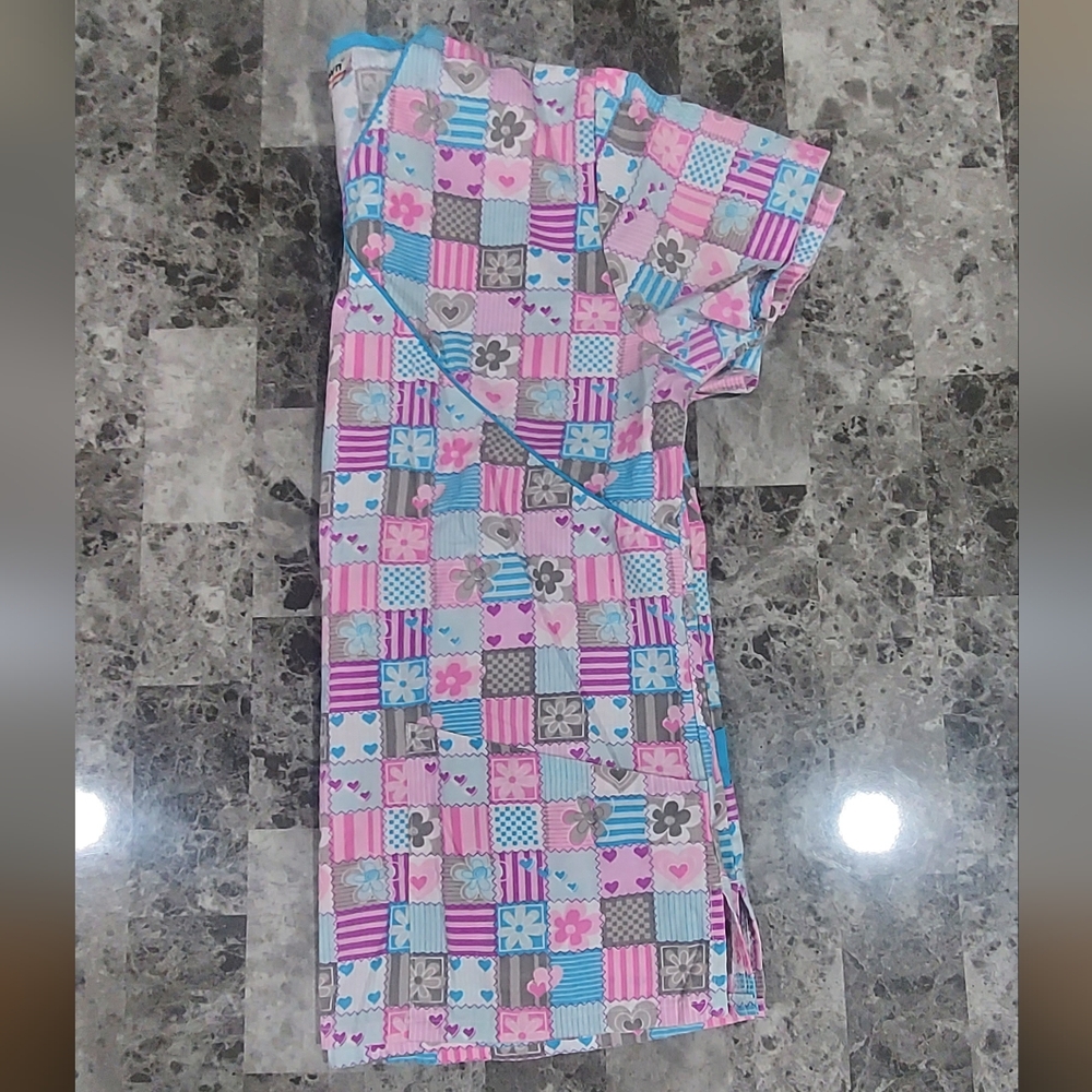 Green Town Patchwork Scrub Top